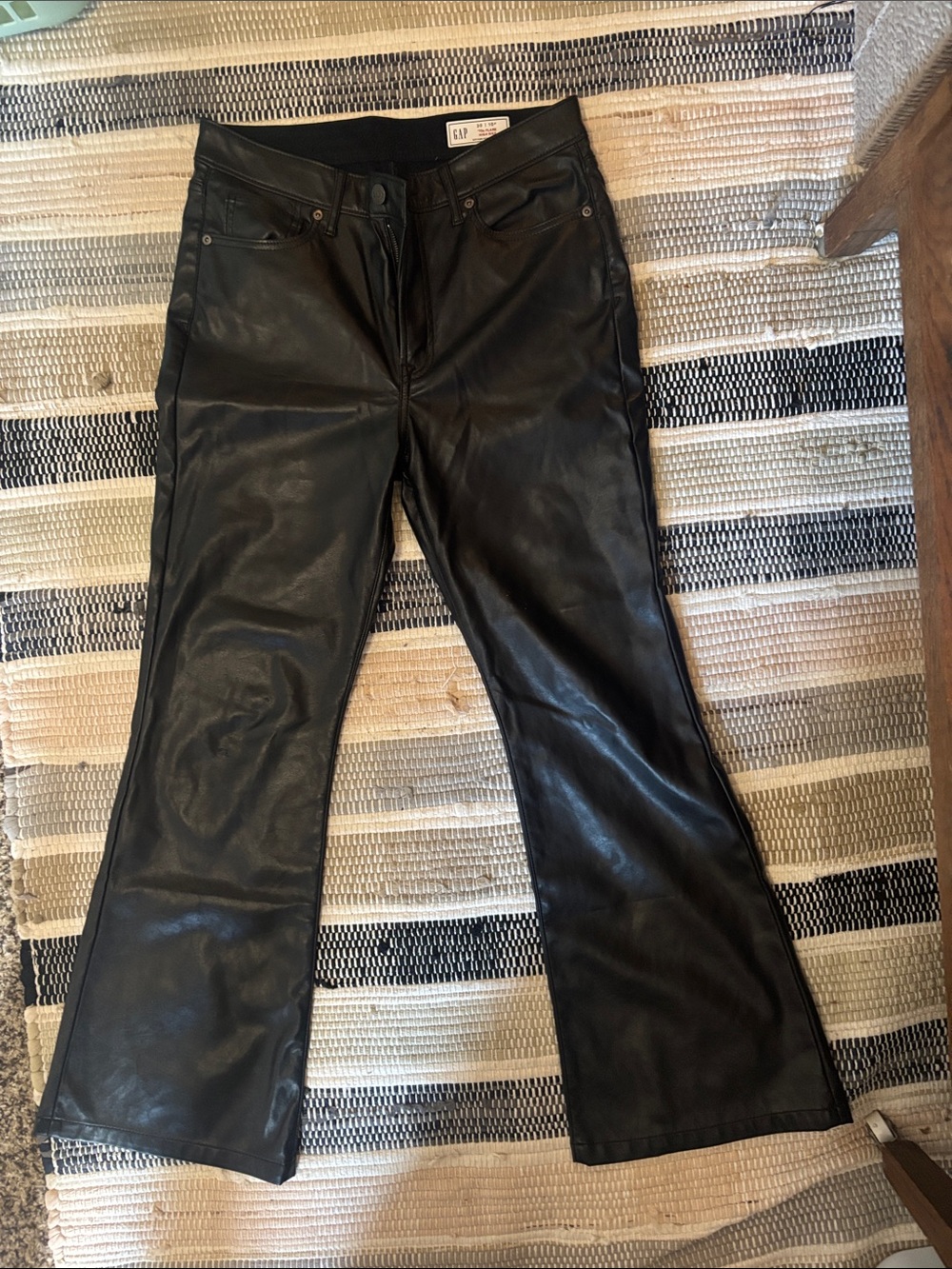 GAP Black Faux Leather Flared 1970’s Pants